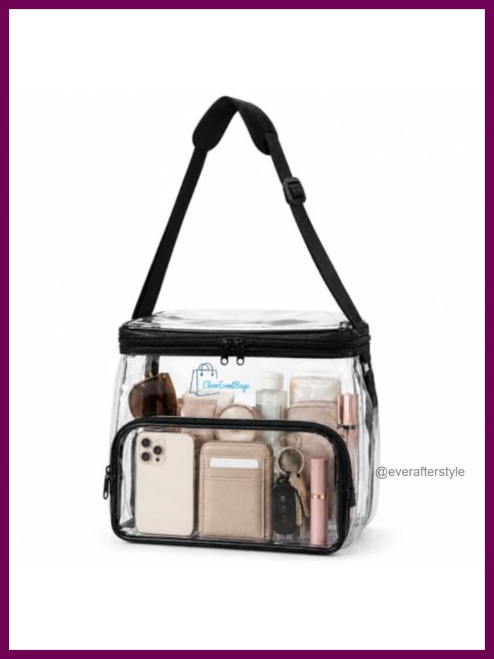 Clear Crossbody Bag Stadium Approved Transparent Purse Adjustable Strap